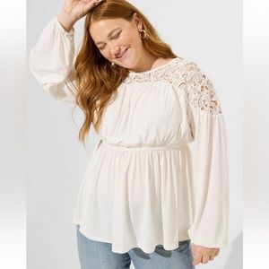 Torrid Lace Yoke Babydoll Top Sz 1